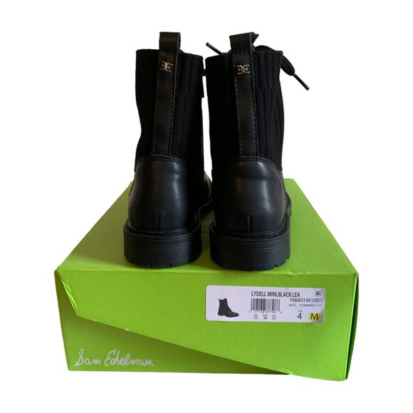 NWT SAM EDELMAN Kids Lydell Black Leather Combat Boots Size 4/Womens 5.5 - Picture 6 of 7